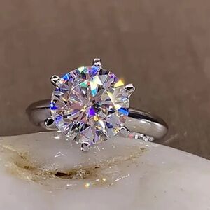 New 18k White Gold over 9.25 Sterling Silver Moissanite Women's Ring 3 CT’s